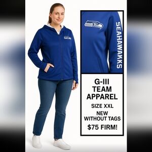🏆Seattle Seahawks Plus Size XXL Jacket  Hooded, Full Zip Royal Blue, Team Appa